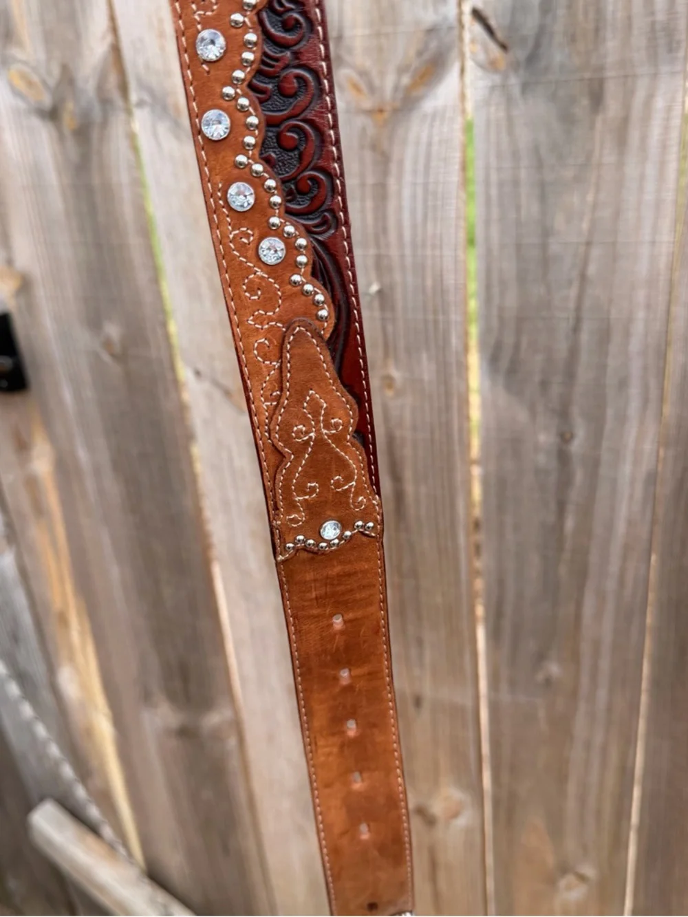 Tony Lama Leather Belt With Bling Size 30